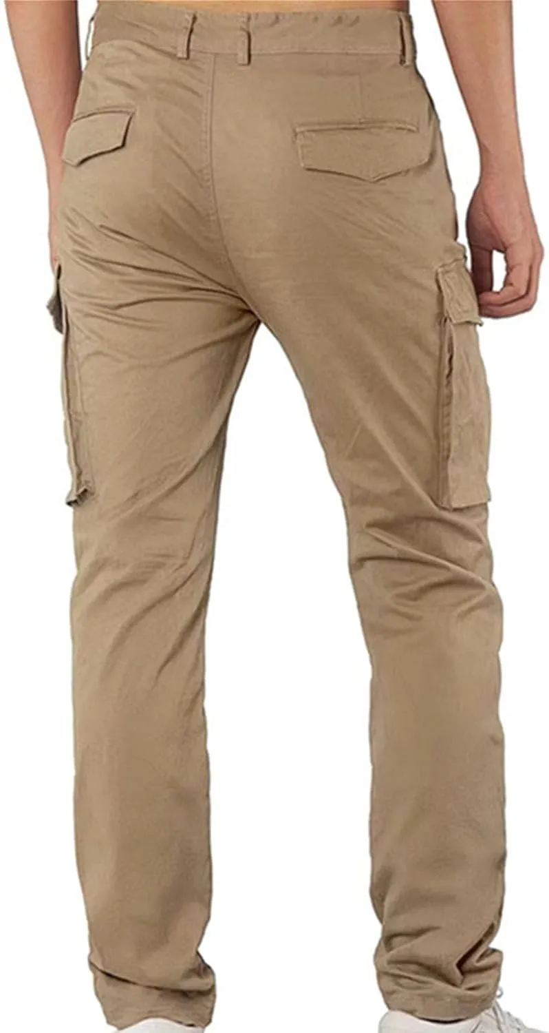 Mens Cargo Pants Slim Fit Loose Casual Sweatpants Lightweight Tactical Pants Multi Pockets Twill Sport Hiking Pants