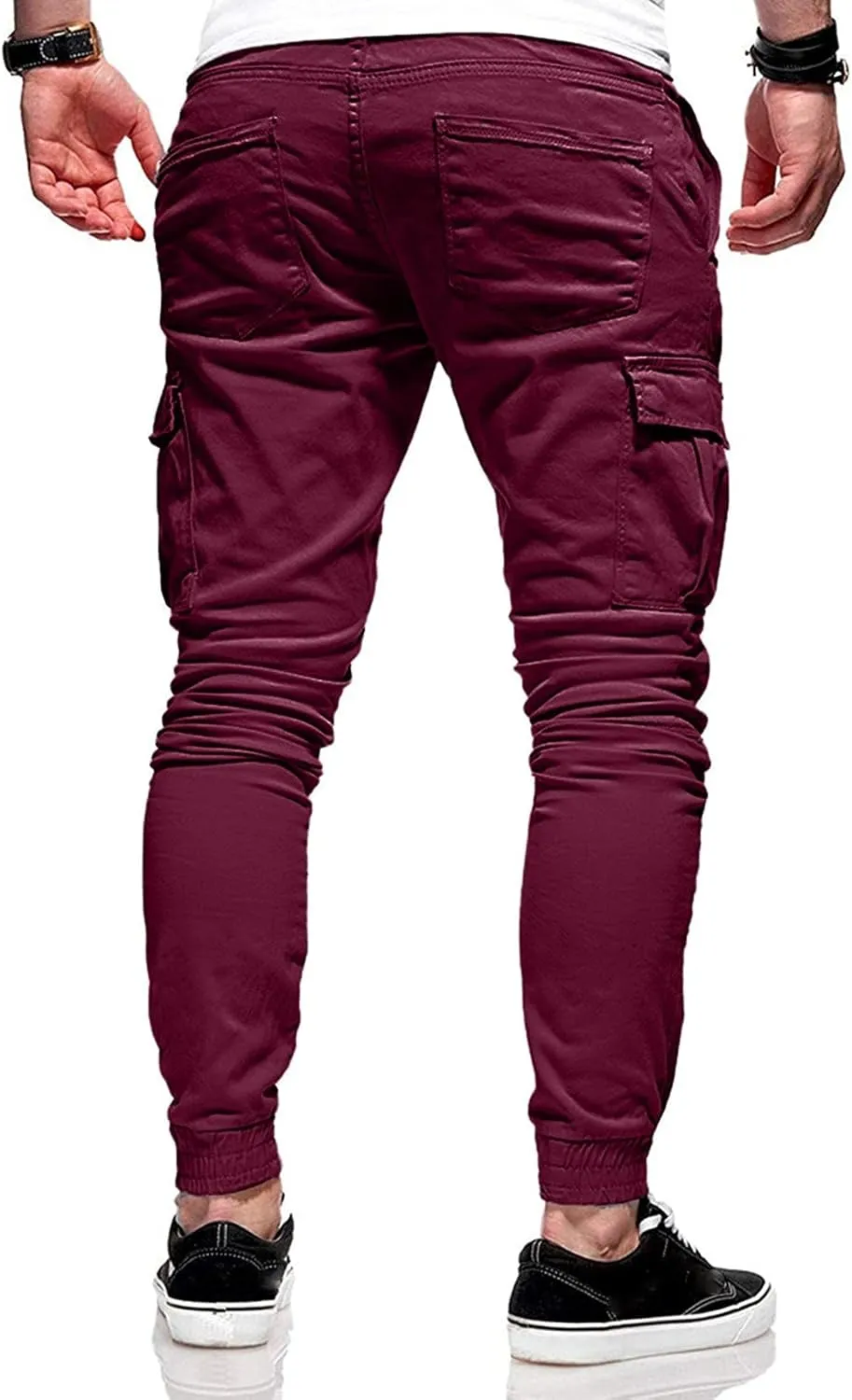 Men's Hiking Cargo Pants Drawstring Joggers Sweatpants Relaxed Fit Hiking Outdoor Tapered Pants with Multi Pockets