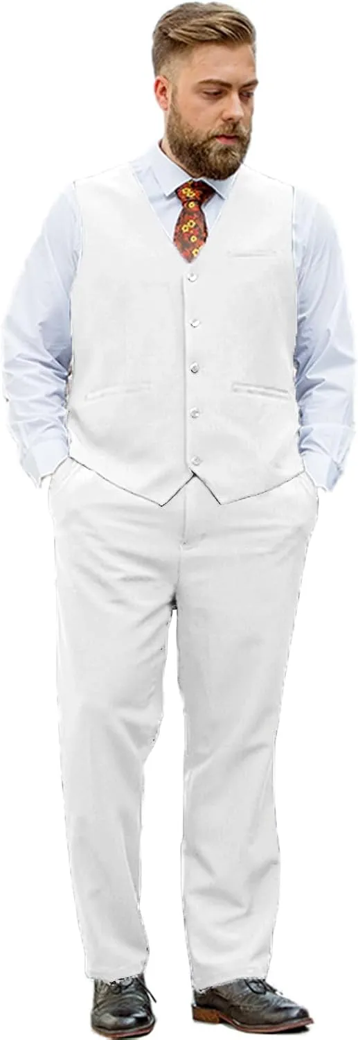 Men's Suit 2 Piece Vest Set Slim Fit Dress Suit Casual Suit Waistcoat Pant