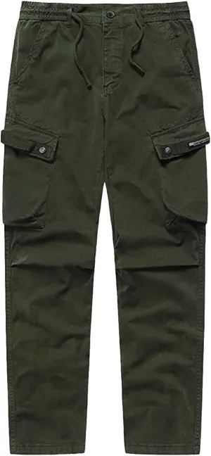 MIDOO Mens Cargo Pants Relaxed Fit Casual Fleece Joggers Loose Open Bottom Athletic Pants Straight Leg Outdoor Hiking Pants
