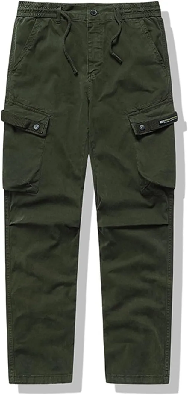 MIDOO Mens Cargo Pants Relaxed Fit Casual Fleece Joggers Loose Open Bottom Athletic Pants Straight Leg Outdoor Hiking Pants