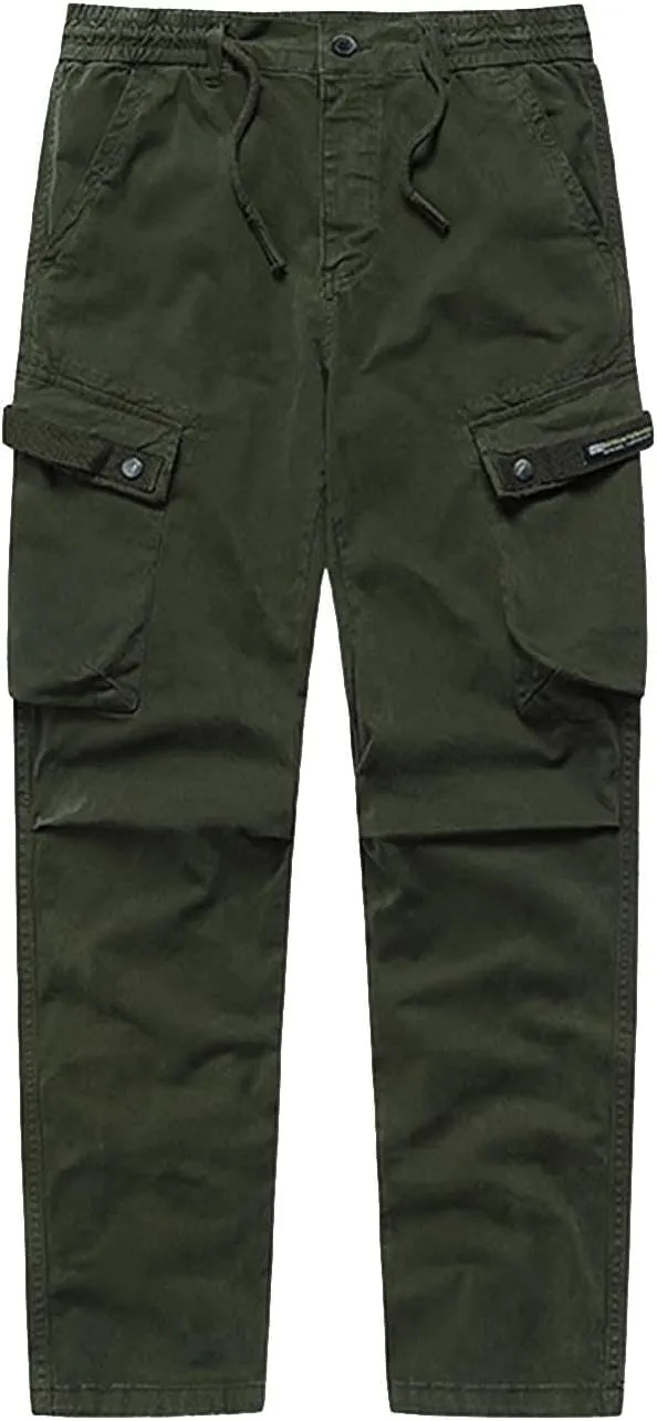MIDOO Mens Cargo Pants Relaxed Fit Casual Fleece Joggers Loose Open Bottom Athletic Pants Straight Leg Outdoor Hiking Pants