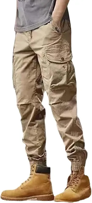 MIDOO Mens Cargo Pants Relaxed Fit Casual Joggers Pants Stretch Drawstring Elastic Waist Tapered Leg Sweatpants with Pockets