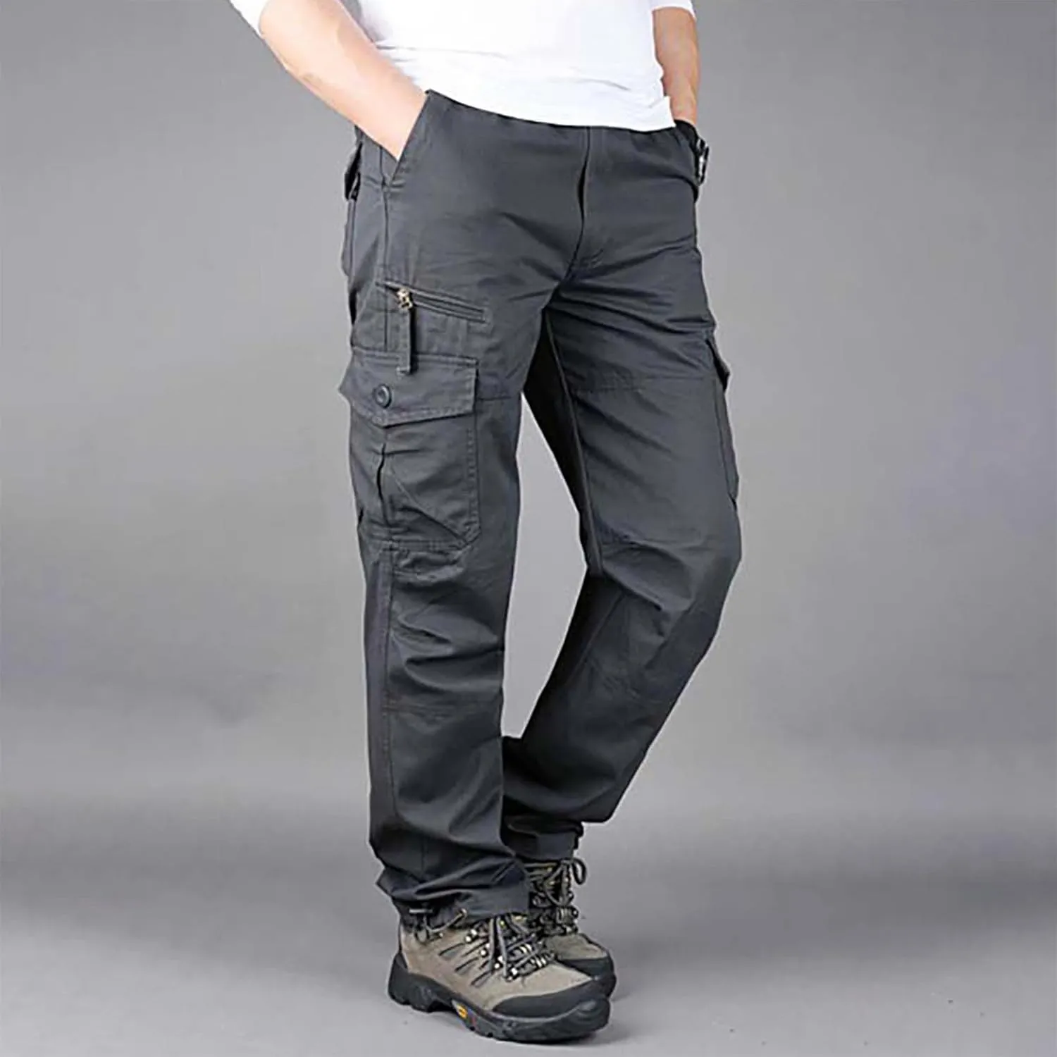 MIDOO Mens Cargo Pants Slim Fit Casual Joggers Athletic Pants Flex Stretch Loose Straight Sweatpants Work Hiking Pants