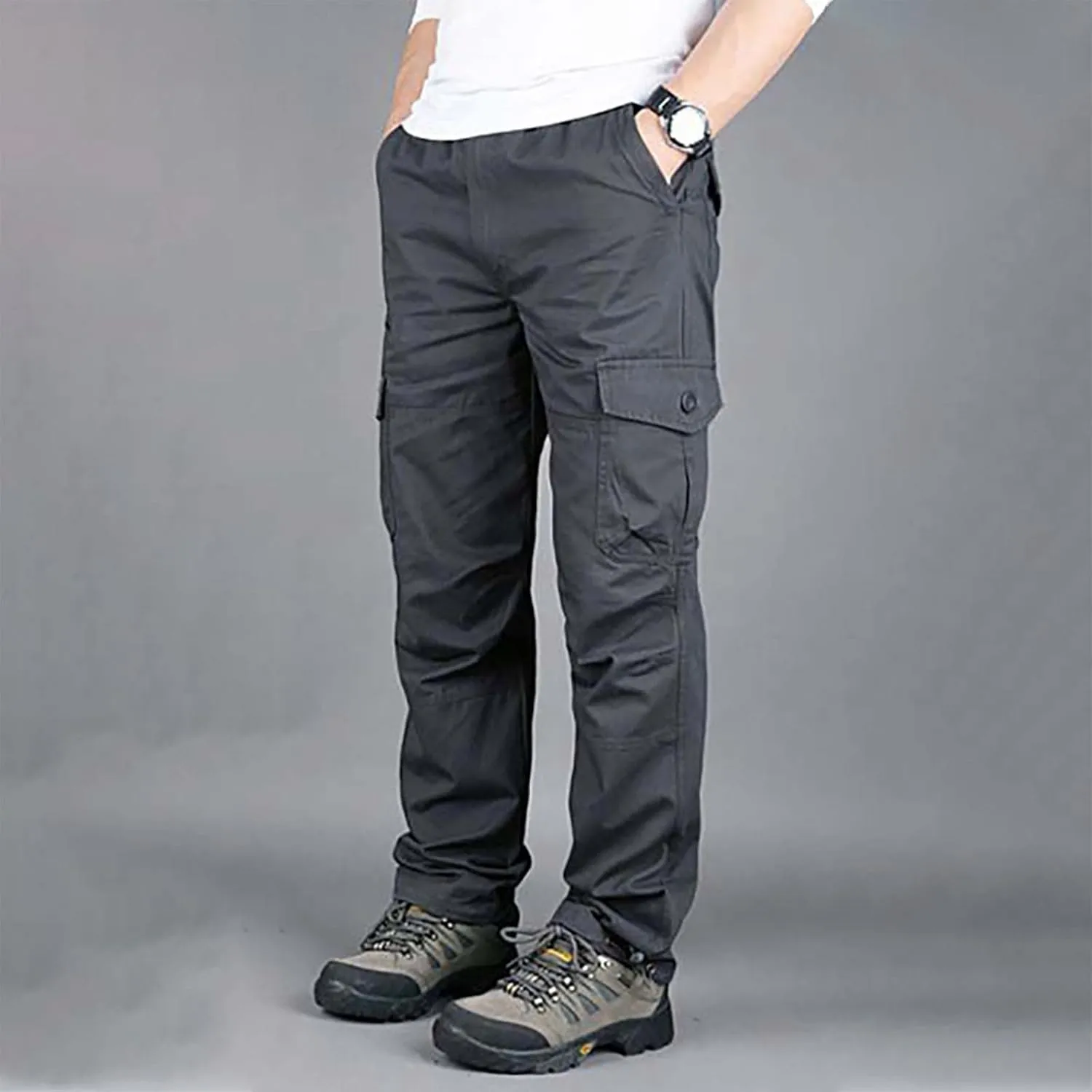 MIDOO Mens Cargo Pants Slim Fit Casual Joggers Athletic Pants Flex Stretch Loose Straight Sweatpants Work Hiking Pants