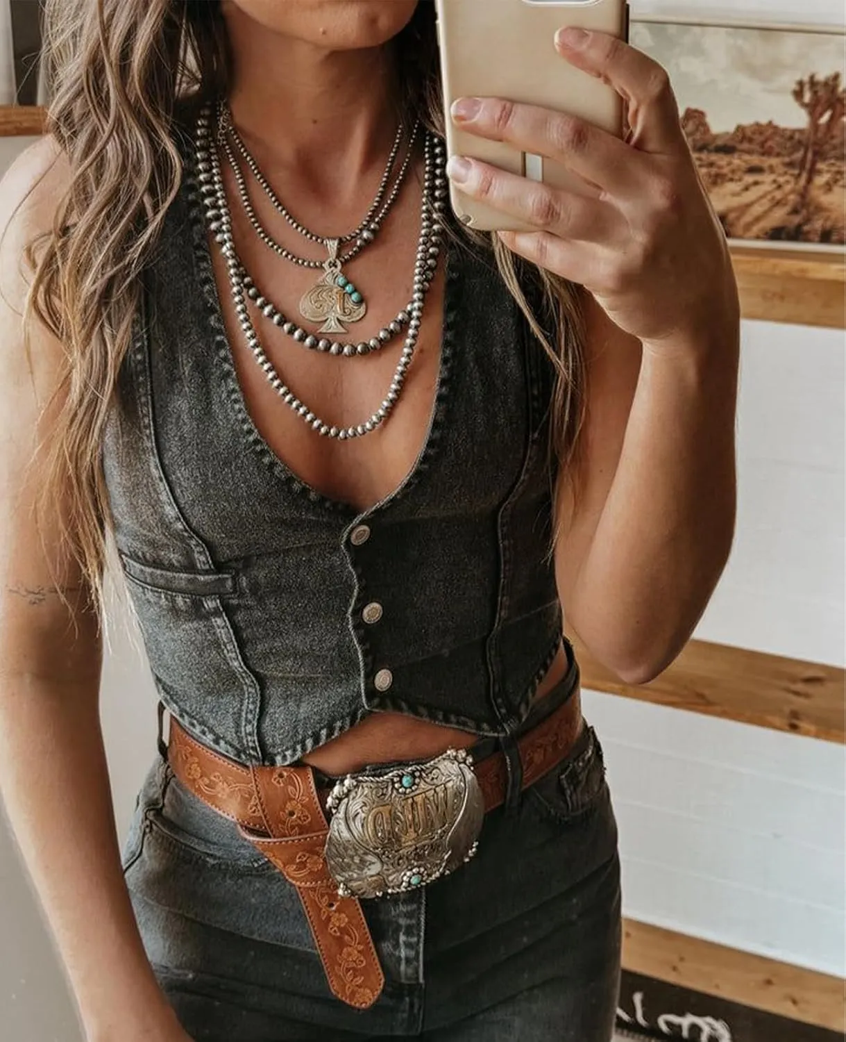 MINTLIMIT Women's Denim Vest Sleeveless V Neck Button Down Jean Waistcoat Y2K Cropped Denim Jacket Country Trendy Outfits