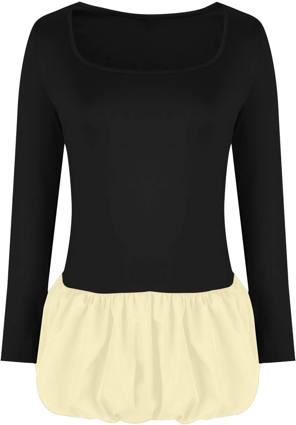 Oplxuo Women's Sexy Bubble Mini Dress Low Cut Square Neck Long Sleeve A-Line Ruffle Color Block Short Going Out Party Dresses