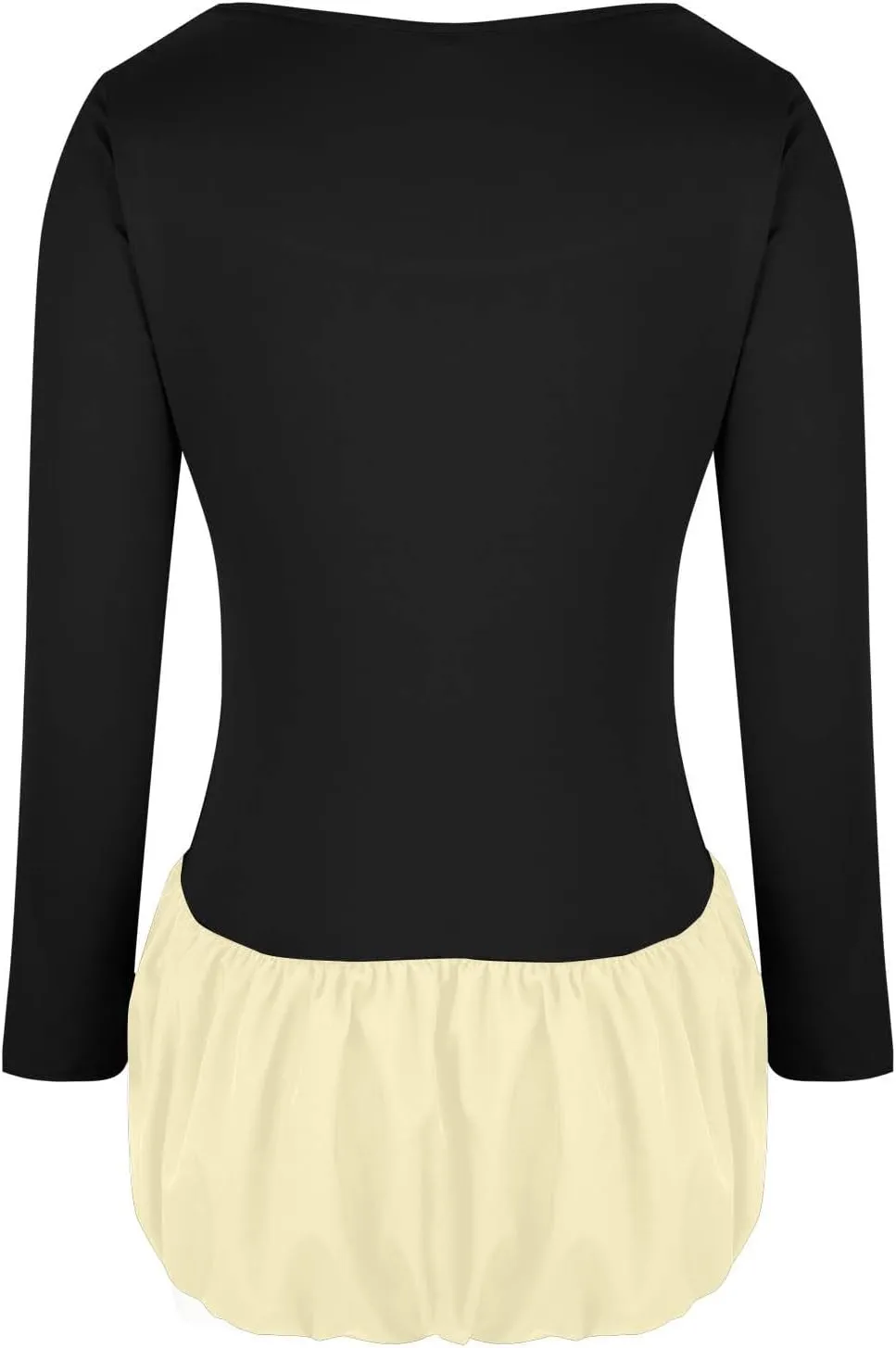 Oplxuo Women's Sexy Bubble Mini Dress Low Cut Square Neck Long Sleeve A-Line Ruffle Color Block Short Going Out Party Dresses