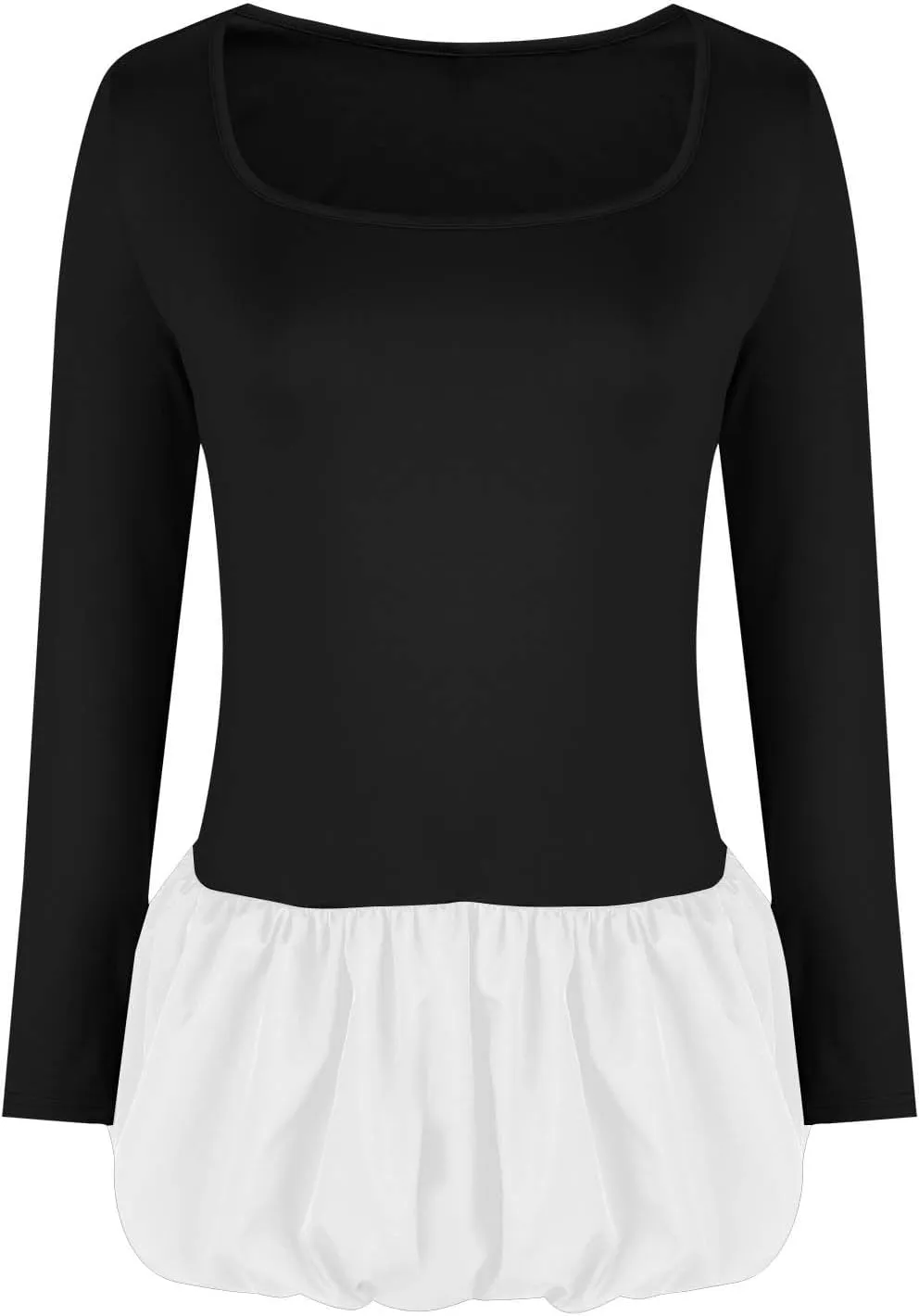 Oplxuo Women's Sexy Bubble Mini Dress Low Cut Square Neck Long Sleeve A-Line Ruffle Color Block Short Going Out Party Dresses