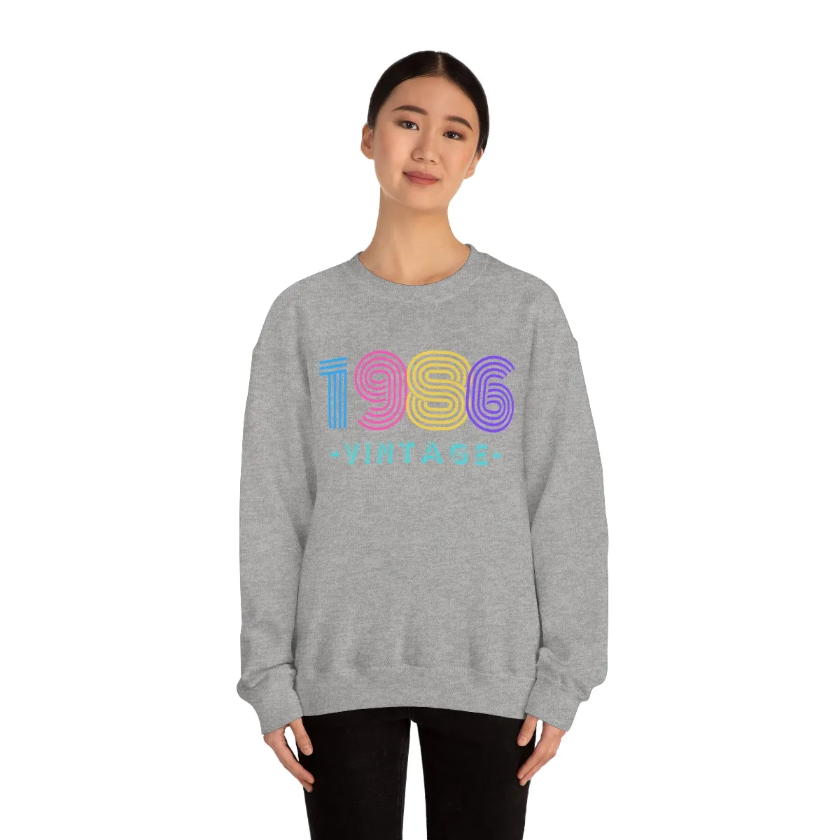 Personalized 1986 Vintage Retro Birthday or Special Date Crewneck Sweatshirt, Perfect Birthday Gift Sweatshirt, 80s style script