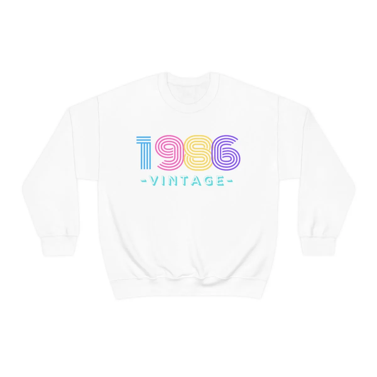 Personalized 1986 Vintage Retro Birthday or Special Date Crewneck Sweatshirt, Perfect Birthday Gift Sweatshirt, 80s style script
