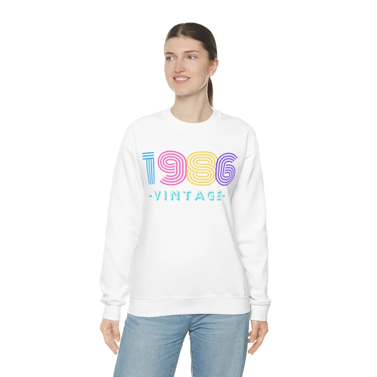 Personalized 1986 Vintage Retro Birthday or Special Date Crewneck Sweatshirt, Perfect Birthday Gift Sweatshirt, 80s style script