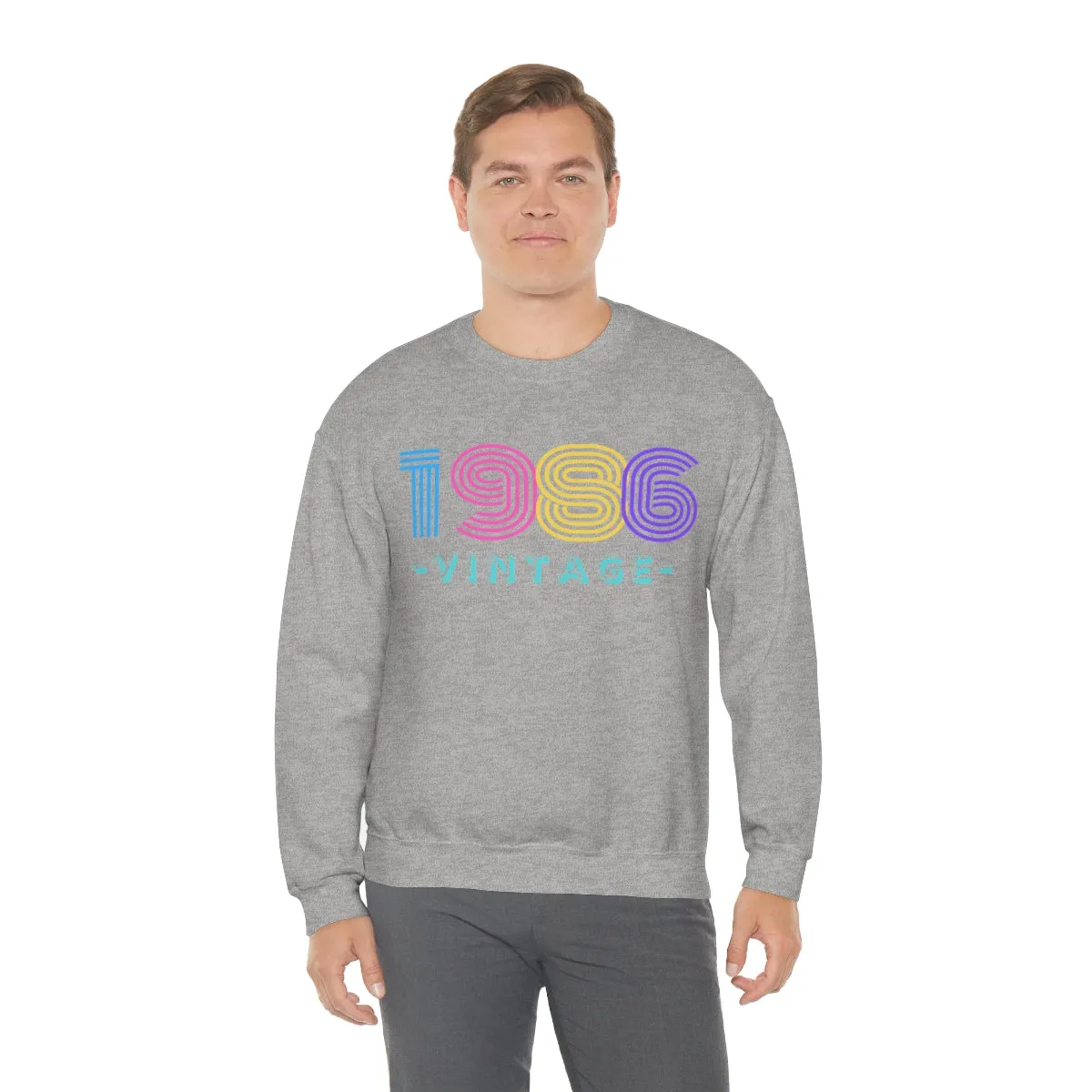 Personalized 1986 Vintage Retro Birthday or Special Date Crewneck Sweatshirt, Perfect Birthday Gift Sweatshirt, 80s style script
