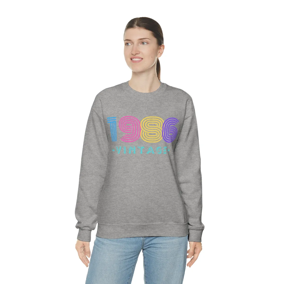 Personalized 1986 Vintage Retro Birthday or Special Date Crewneck Sweatshirt, Perfect Birthday Gift Sweatshirt, 80s style script