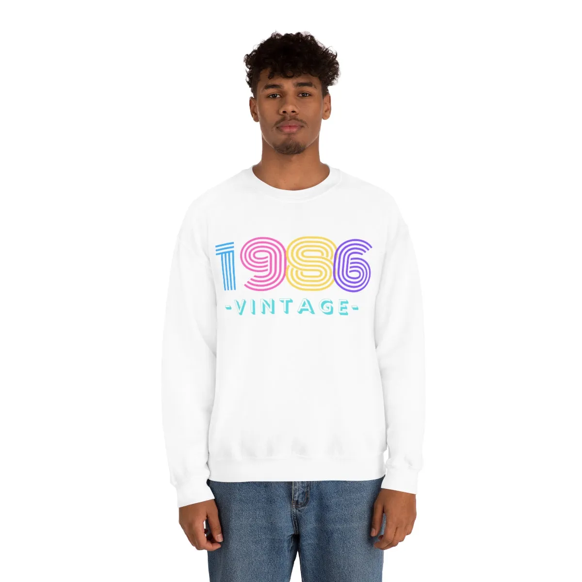 Personalized 1986 Vintage Retro Birthday or Special Date Crewneck Sweatshirt, Perfect Birthday Gift Sweatshirt, 80s style script
