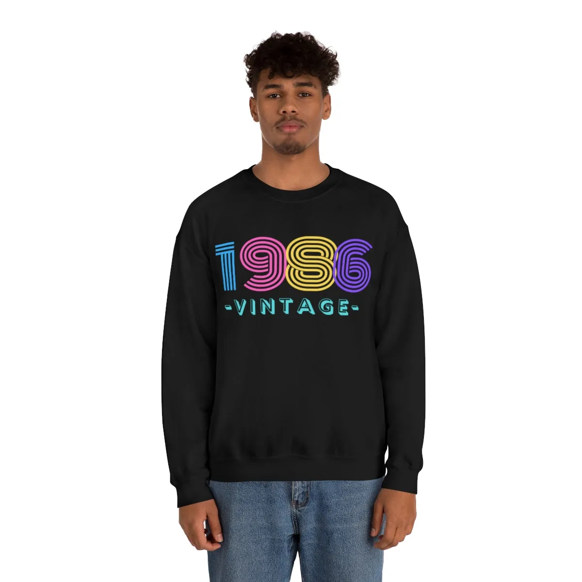 Personalized 1986 Vintage Retro Birthday or Special Date Crewneck Sweatshirt, Perfect Birthday Gift Sweatshirt, 80s style script