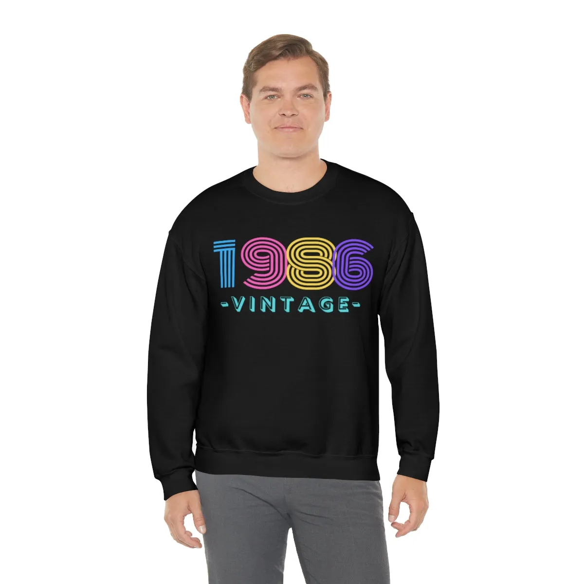 Personalized 1986 Vintage Retro Birthday or Special Date Crewneck Sweatshirt, Perfect Birthday Gift Sweatshirt, 80s style script