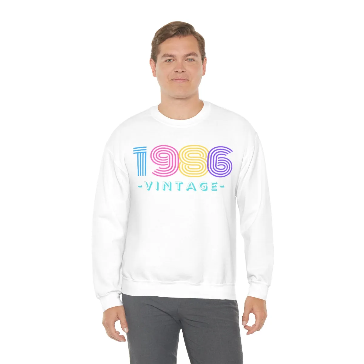 Personalized 1986 Vintage Retro Birthday or Special Date Crewneck Sweatshirt, Perfect Birthday Gift Sweatshirt, 80s style script