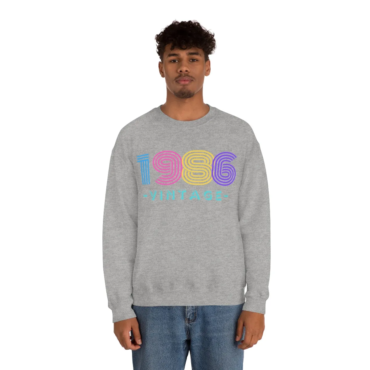Personalized 1986 Vintage Retro Birthday or Special Date Crewneck Sweatshirt, Perfect Birthday Gift Sweatshirt, 80s style script