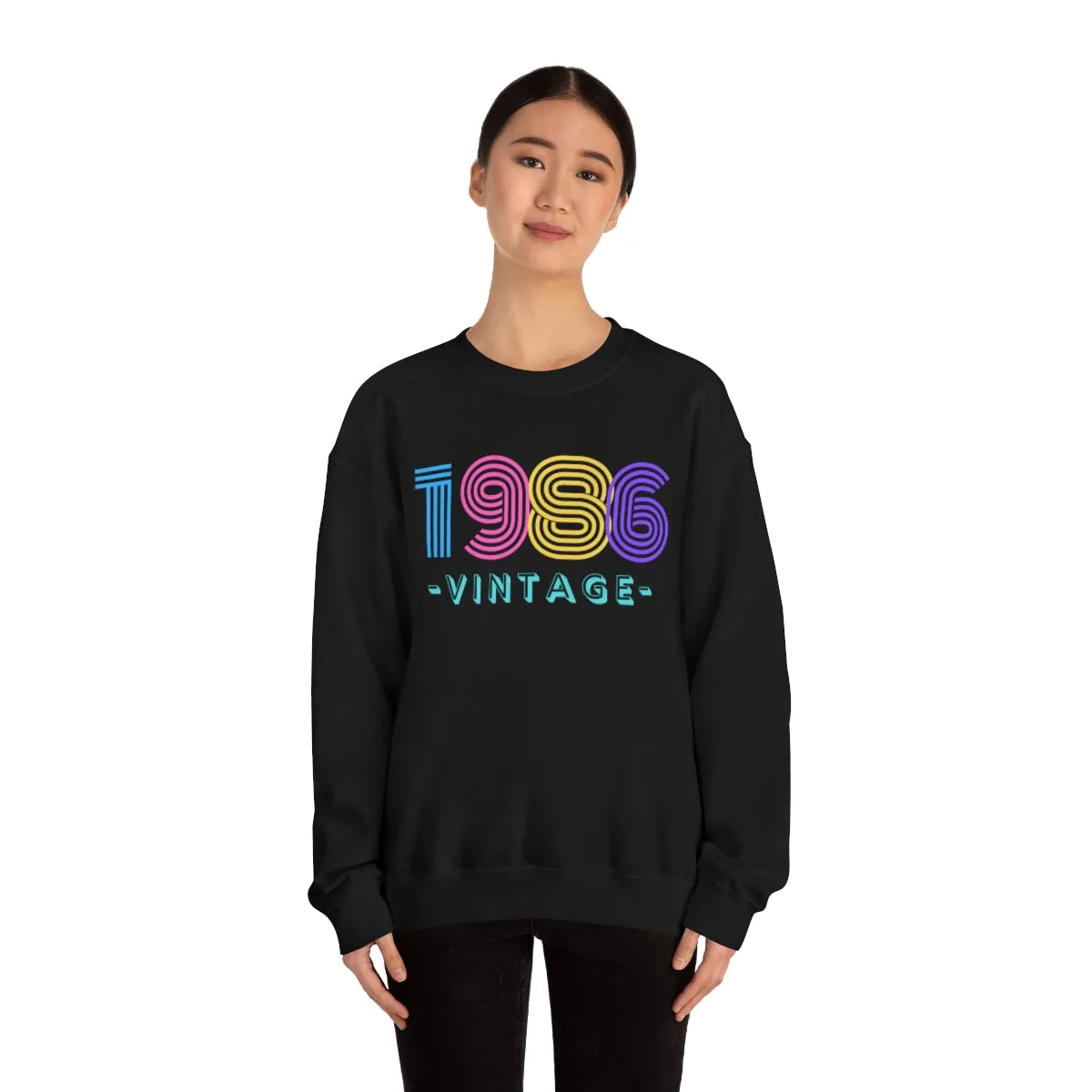 Personalized 1986 Vintage Retro Birthday or Special Date Crewneck Sweatshirt, Perfect Birthday Gift Sweatshirt, 80s style script