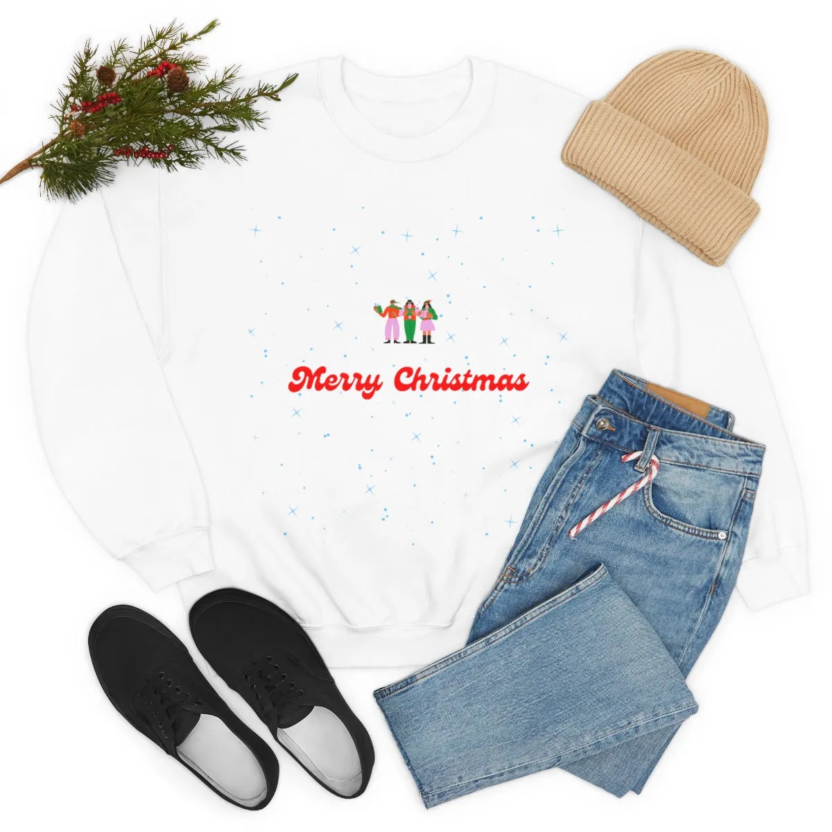 Pink Nutcracker Merry and Bright Minimalist Sweatshirt, Blue Nutcracker Sweatshirt, Trendy Christmas Sweatshirt, Pastel Xmas Crewneck