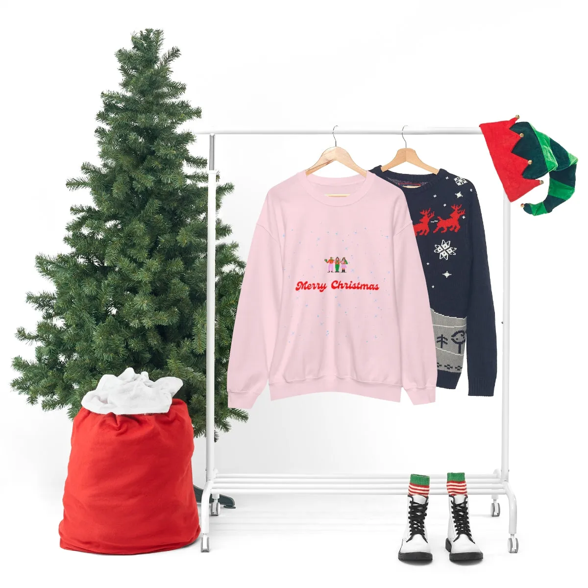 Pink Nutcracker Merry and Bright Minimalist Sweatshirt, Blue Nutcracker Sweatshirt, Trendy Christmas Sweatshirt, Pastel Xmas Crewneck