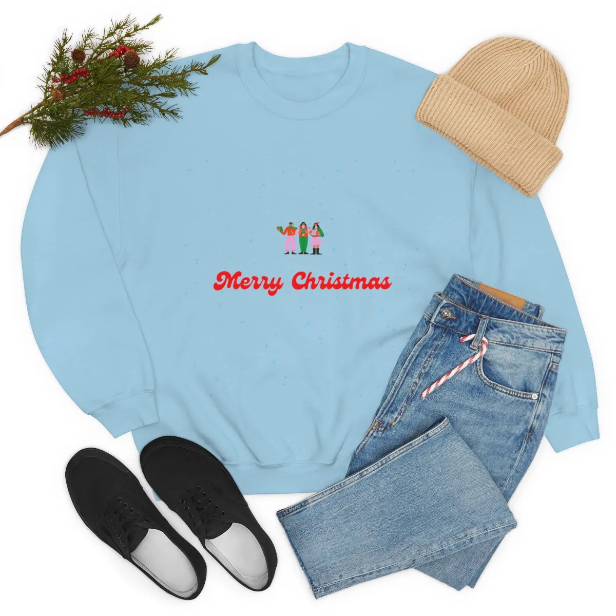 Pink Nutcracker Merry and Bright Minimalist Sweatshirt, Blue Nutcracker Sweatshirt, Trendy Christmas Sweatshirt, Pastel Xmas Crewneck