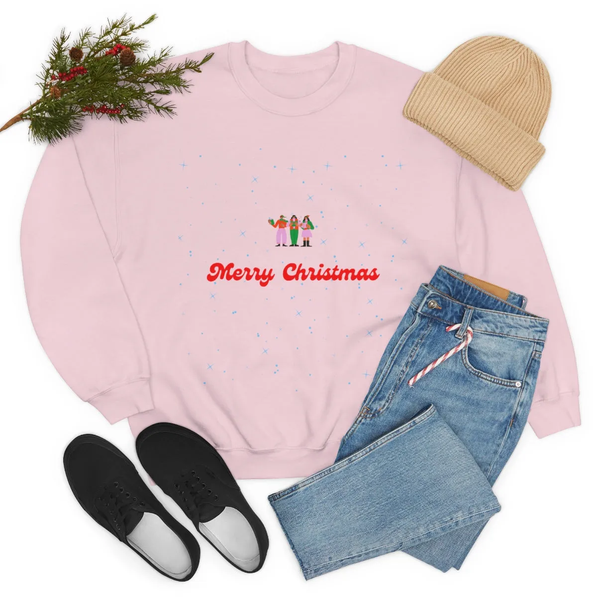 Pink Nutcracker Merry and Bright Minimalist Sweatshirt, Blue Nutcracker Sweatshirt, Trendy Christmas Sweatshirt, Pastel Xmas Crewneck