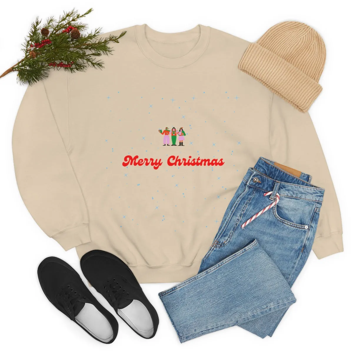 Pink Nutcracker Merry and Bright Minimalist Sweatshirt, Blue Nutcracker Sweatshirt, Trendy Christmas Sweatshirt, Pastel Xmas Crewneck