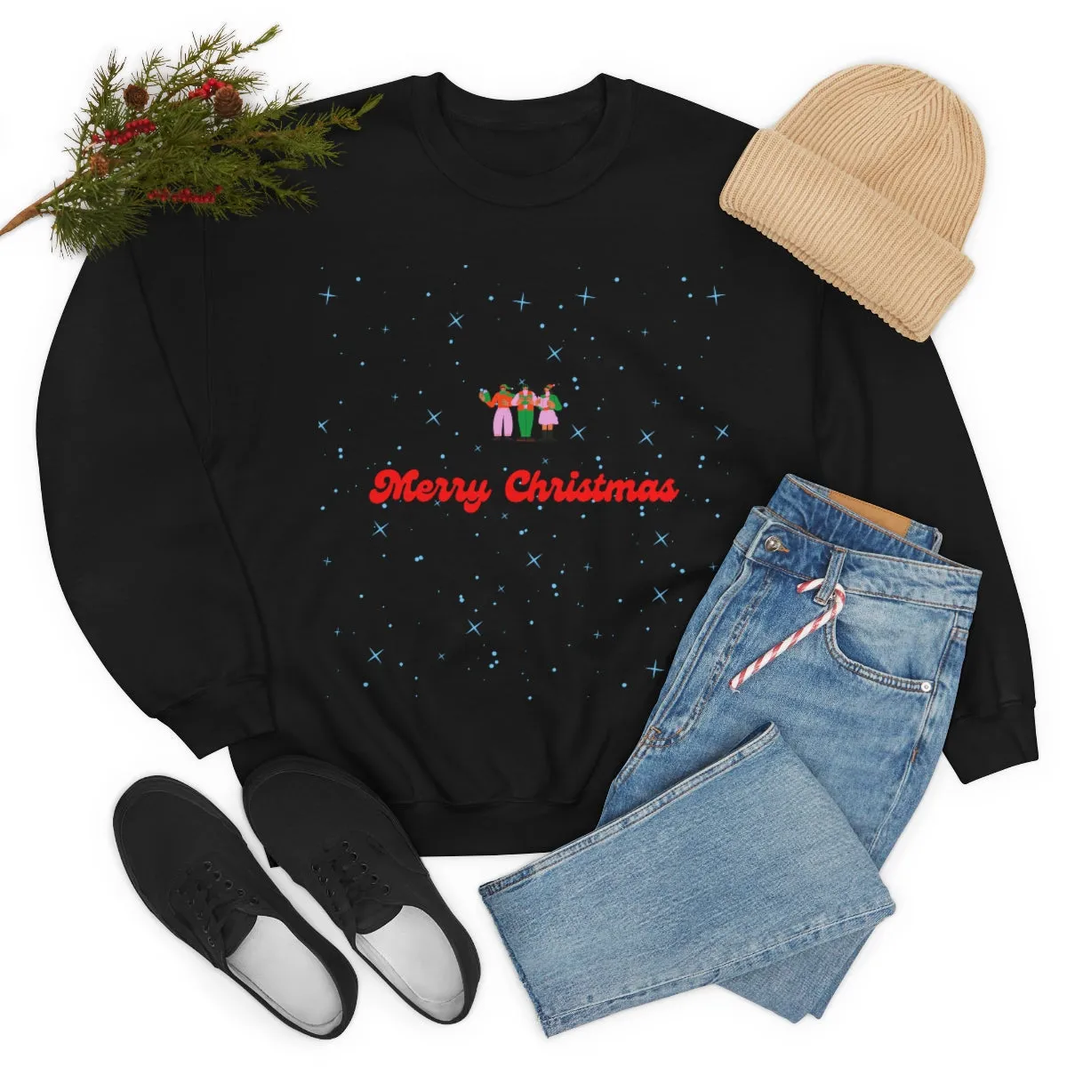 Pink Nutcracker Merry and Bright Minimalist Sweatshirt, Blue Nutcracker Sweatshirt, Trendy Christmas Sweatshirt, Pastel Xmas Crewneck