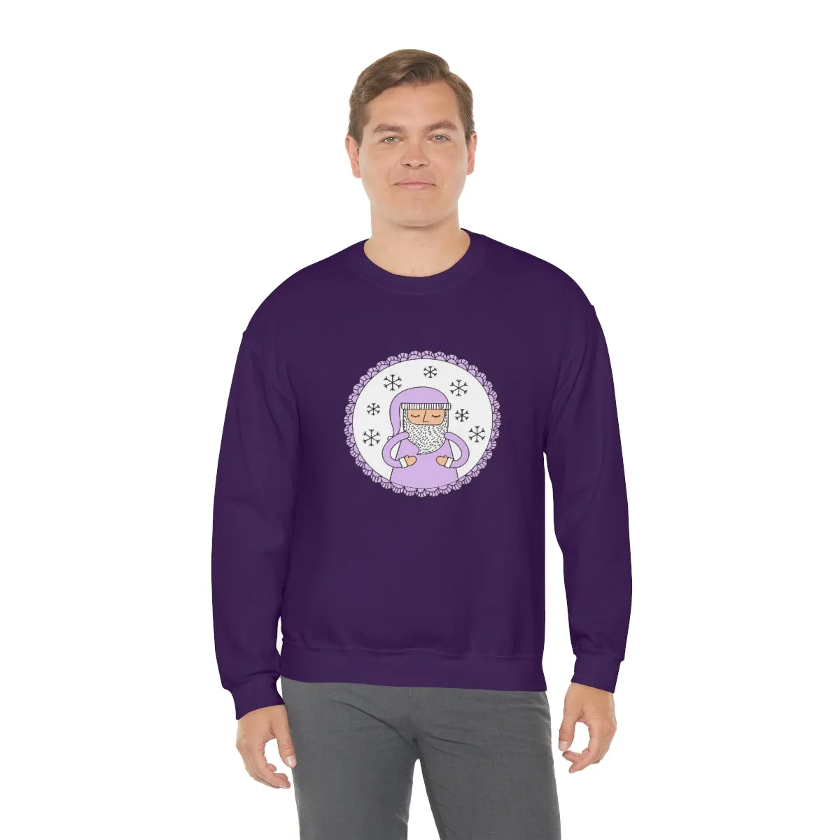 Purple Santa Claus Sweatshirt, Pink Santa Sweatshirt, Trendy Noel Minimalist Christmas Sweatshirt, Xmas Santa Crewneck Top, Pastel Holiday