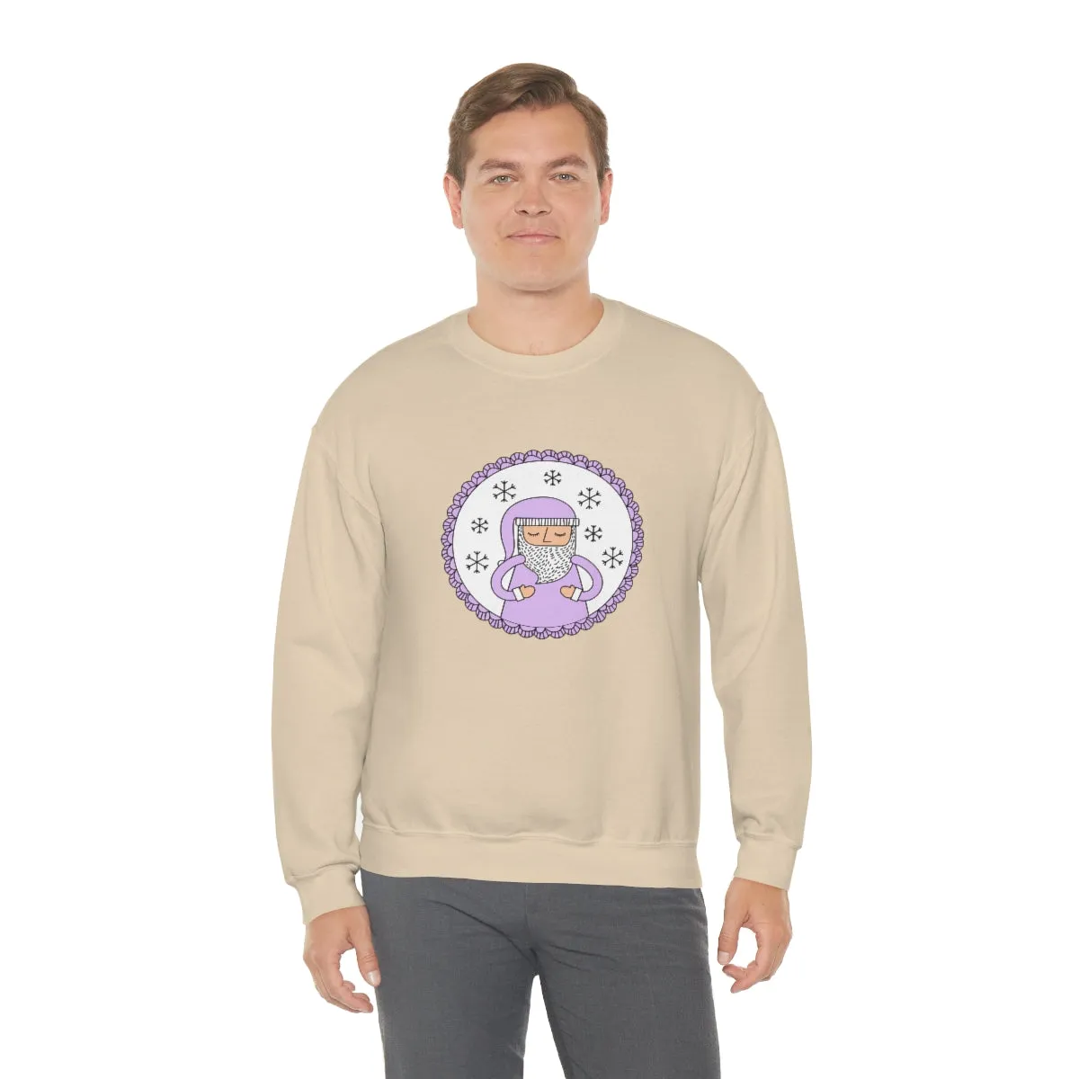 Purple Santa Claus Sweatshirt, Pink Santa Sweatshirt, Trendy Noel Minimalist Christmas Sweatshirt, Xmas Santa Crewneck Top, Pastel Holiday