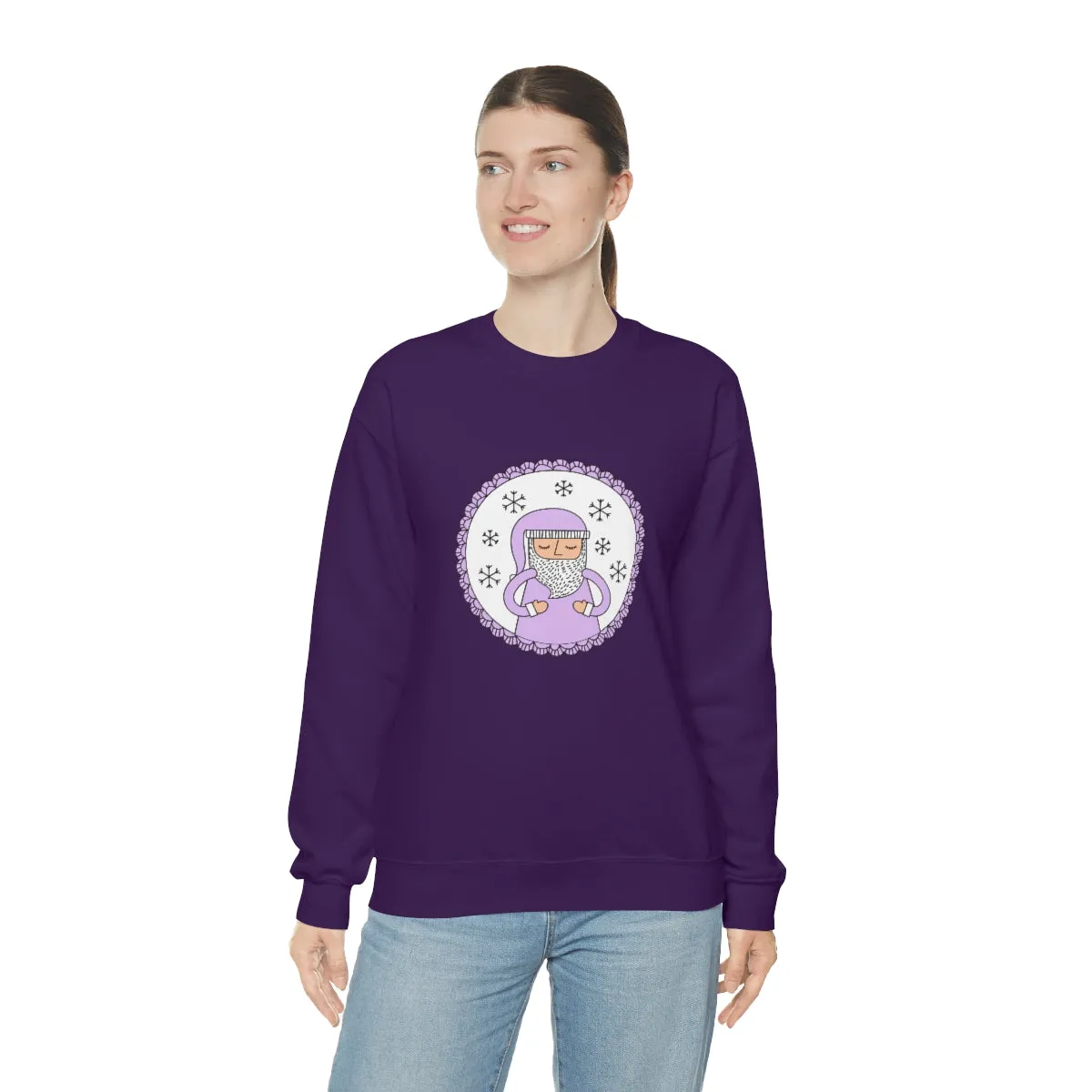 Purple Santa Claus Sweatshirt, Pink Santa Sweatshirt, Trendy Noel Minimalist Christmas Sweatshirt, Xmas Santa Crewneck Top, Pastel Holiday