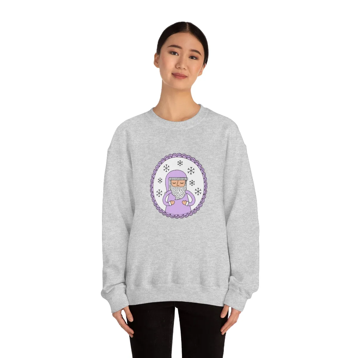Purple Santa Claus Sweatshirt, Pink Santa Sweatshirt, Trendy Noel Minimalist Christmas Sweatshirt, Xmas Santa Crewneck Top, Pastel Holiday