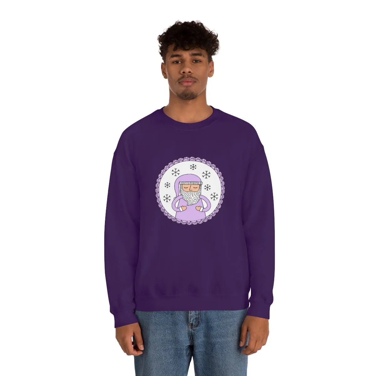 Purple Santa Claus Sweatshirt, Pink Santa Sweatshirt, Trendy Noel Minimalist Christmas Sweatshirt, Xmas Santa Crewneck Top, Pastel Holiday