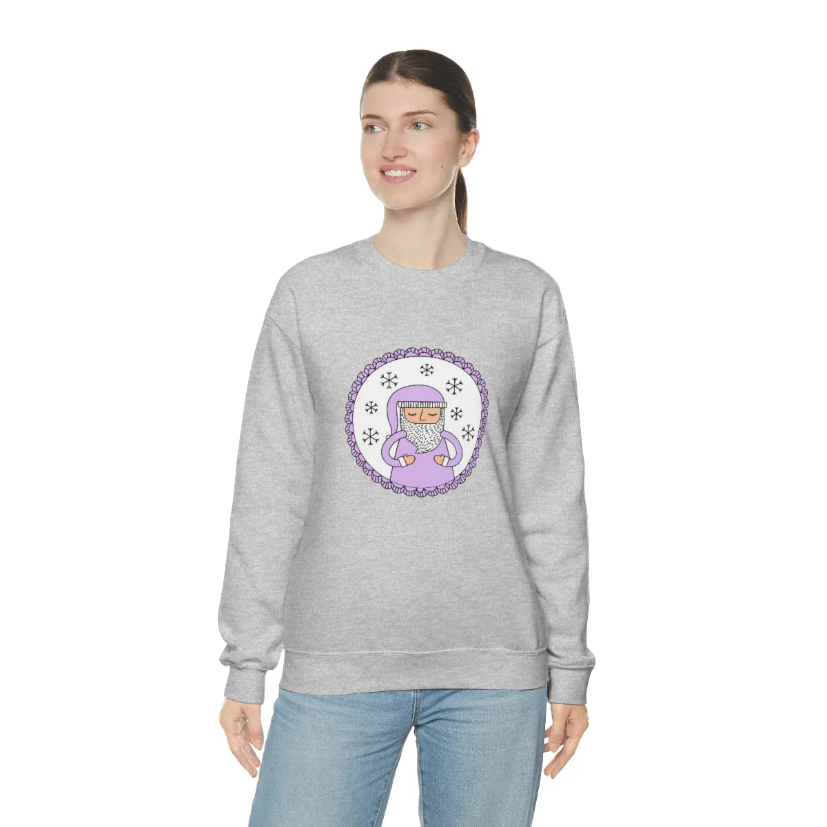 Purple Santa Claus Sweatshirt, Pink Santa Sweatshirt, Trendy Noel Minimalist Christmas Sweatshirt, Xmas Santa Crewneck Top, Pastel Holiday