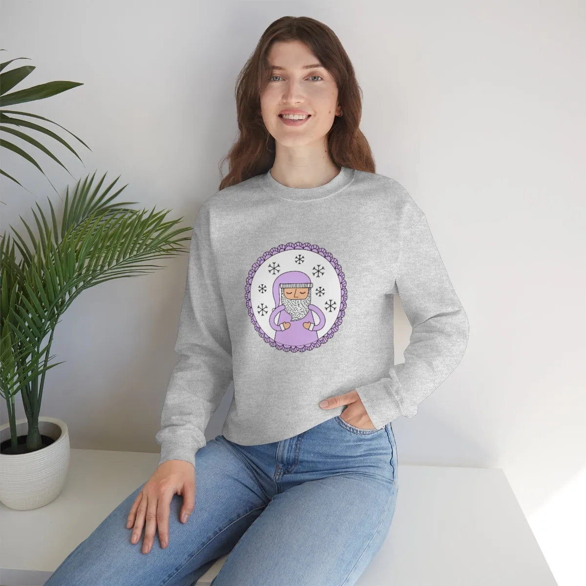Purple Santa Claus Sweatshirt, Pink Santa Sweatshirt, Trendy Noel Minimalist Christmas Sweatshirt, Xmas Santa Crewneck Top, Pastel Holiday