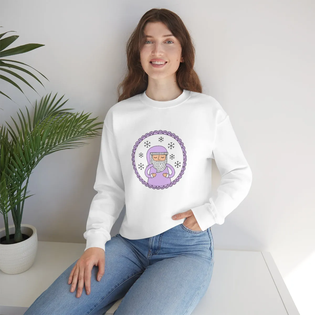 Purple Santa Claus Sweatshirt, Pink Santa Sweatshirt, Trendy Noel Minimalist Christmas Sweatshirt, Xmas Santa Crewneck Top, Pastel Holiday