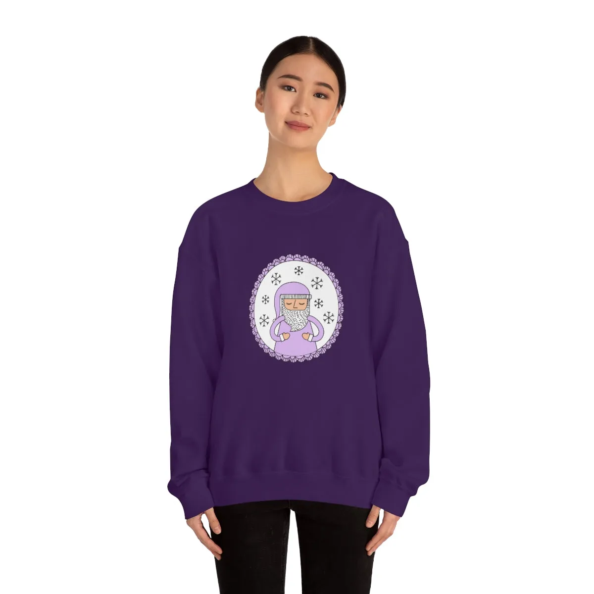 Purple Santa Claus Sweatshirt, Pink Santa Sweatshirt, Trendy Noel Minimalist Christmas Sweatshirt, Xmas Santa Crewneck Top, Pastel Holiday