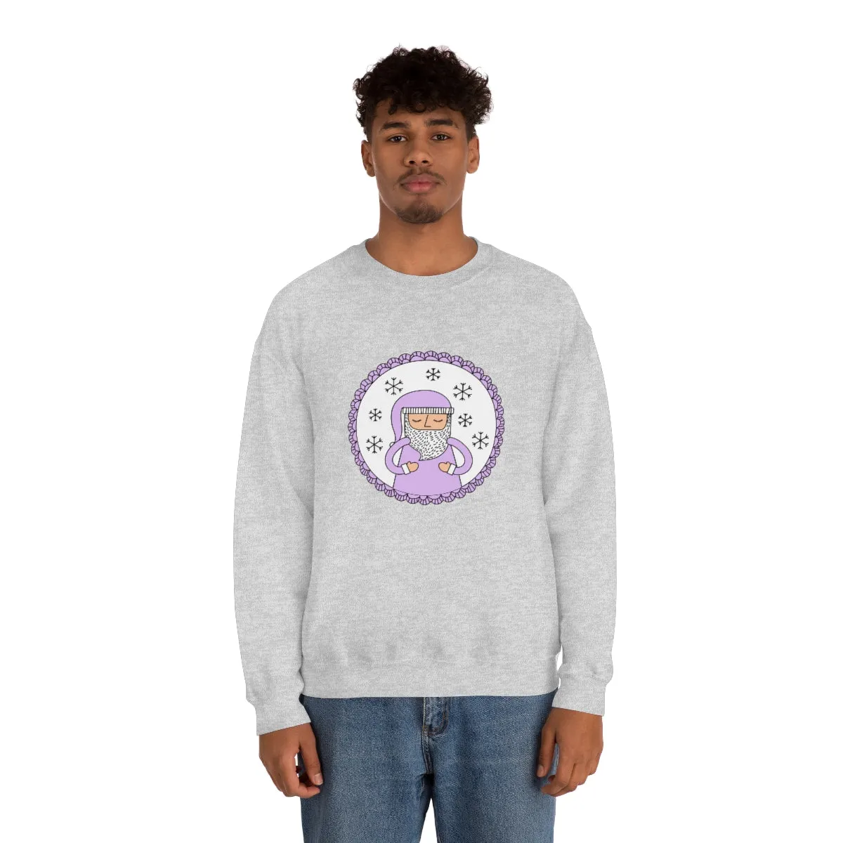 Purple Santa Claus Sweatshirt, Pink Santa Sweatshirt, Trendy Noel Minimalist Christmas Sweatshirt, Xmas Santa Crewneck Top, Pastel Holiday