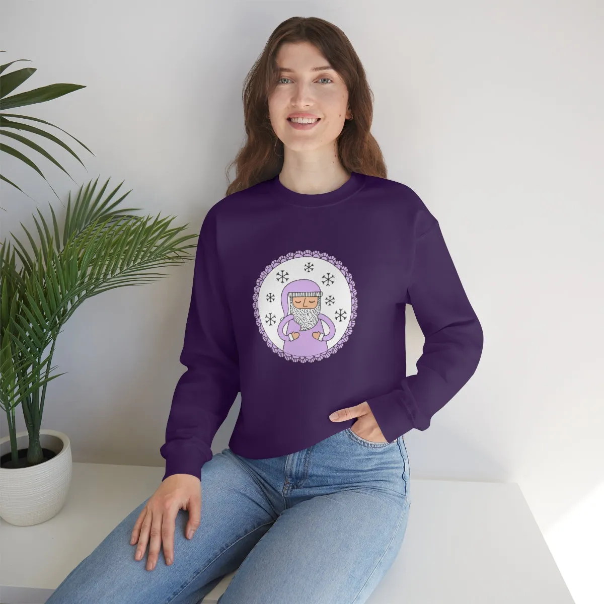 Purple Santa Claus Sweatshirt, Pink Santa Sweatshirt, Trendy Noel Minimalist Christmas Sweatshirt, Xmas Santa Crewneck Top, Pastel Holiday