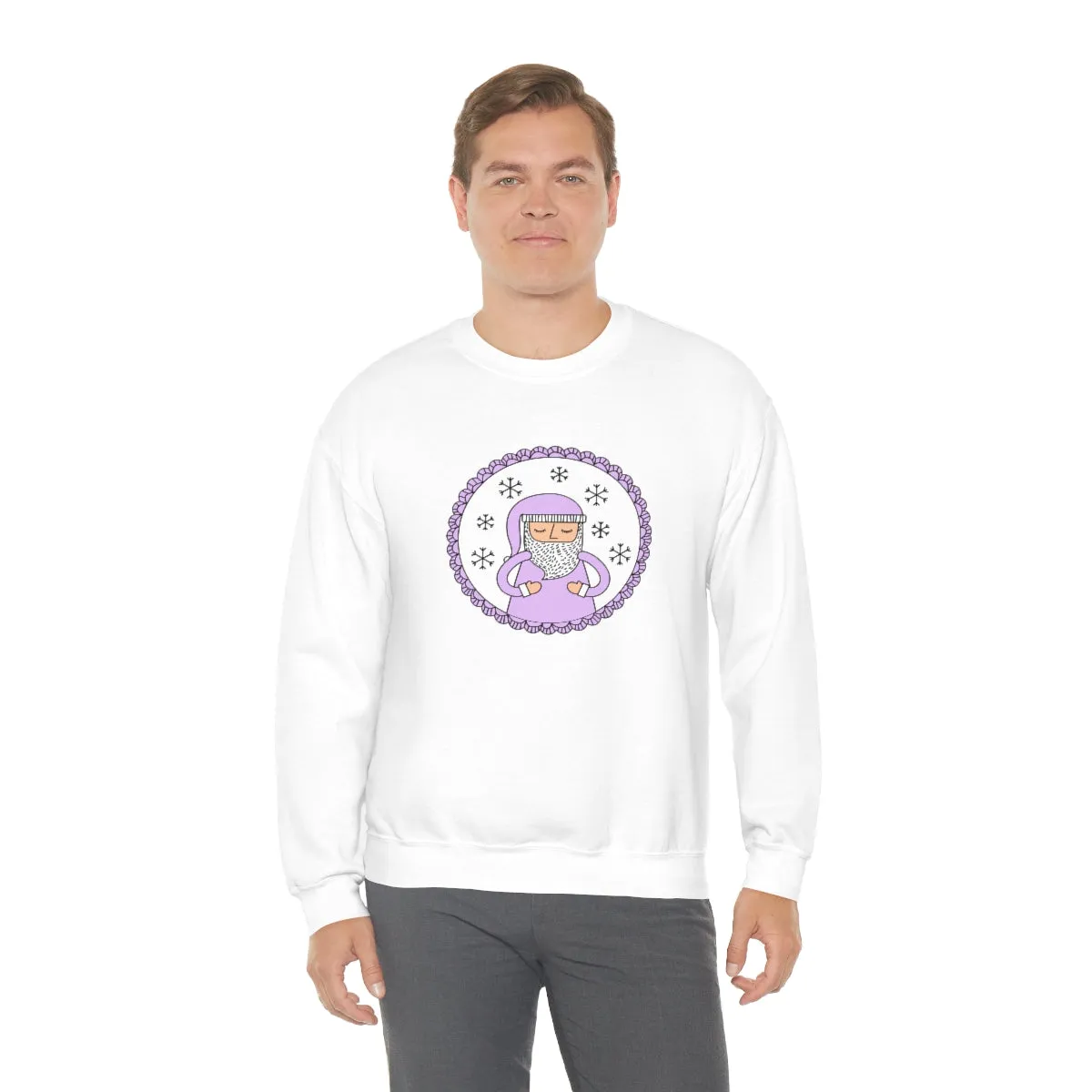 Purple Santa Claus Sweatshirt, Pink Santa Sweatshirt, Trendy Noel Minimalist Christmas Sweatshirt, Xmas Santa Crewneck Top, Pastel Holiday