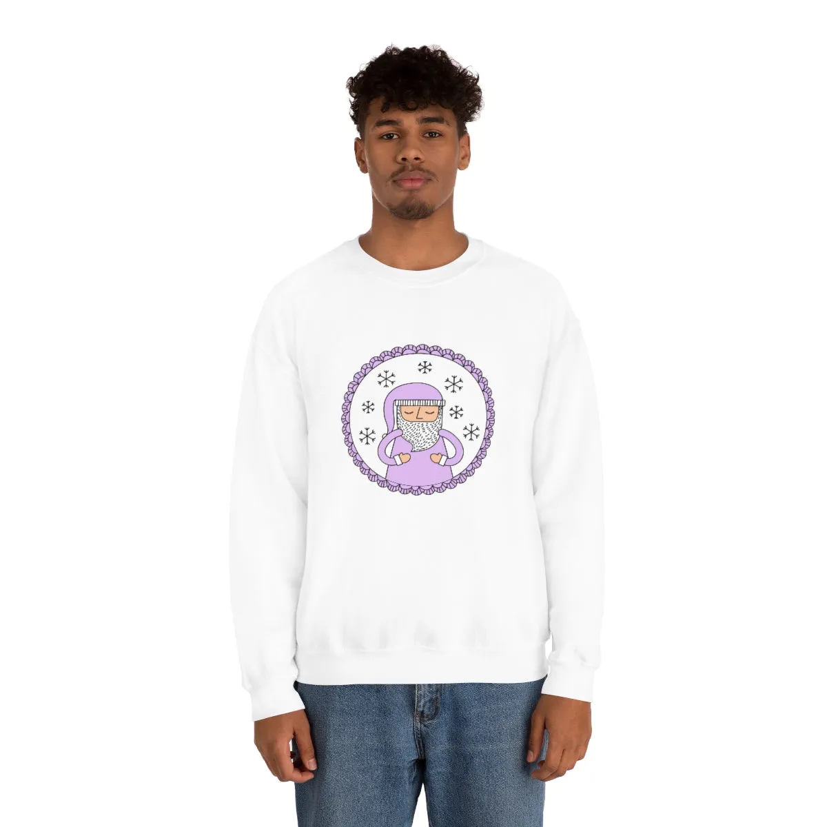Purple Santa Claus Sweatshirt, Pink Santa Sweatshirt, Trendy Noel Minimalist Christmas Sweatshirt, Xmas Santa Crewneck Top, Pastel Holiday