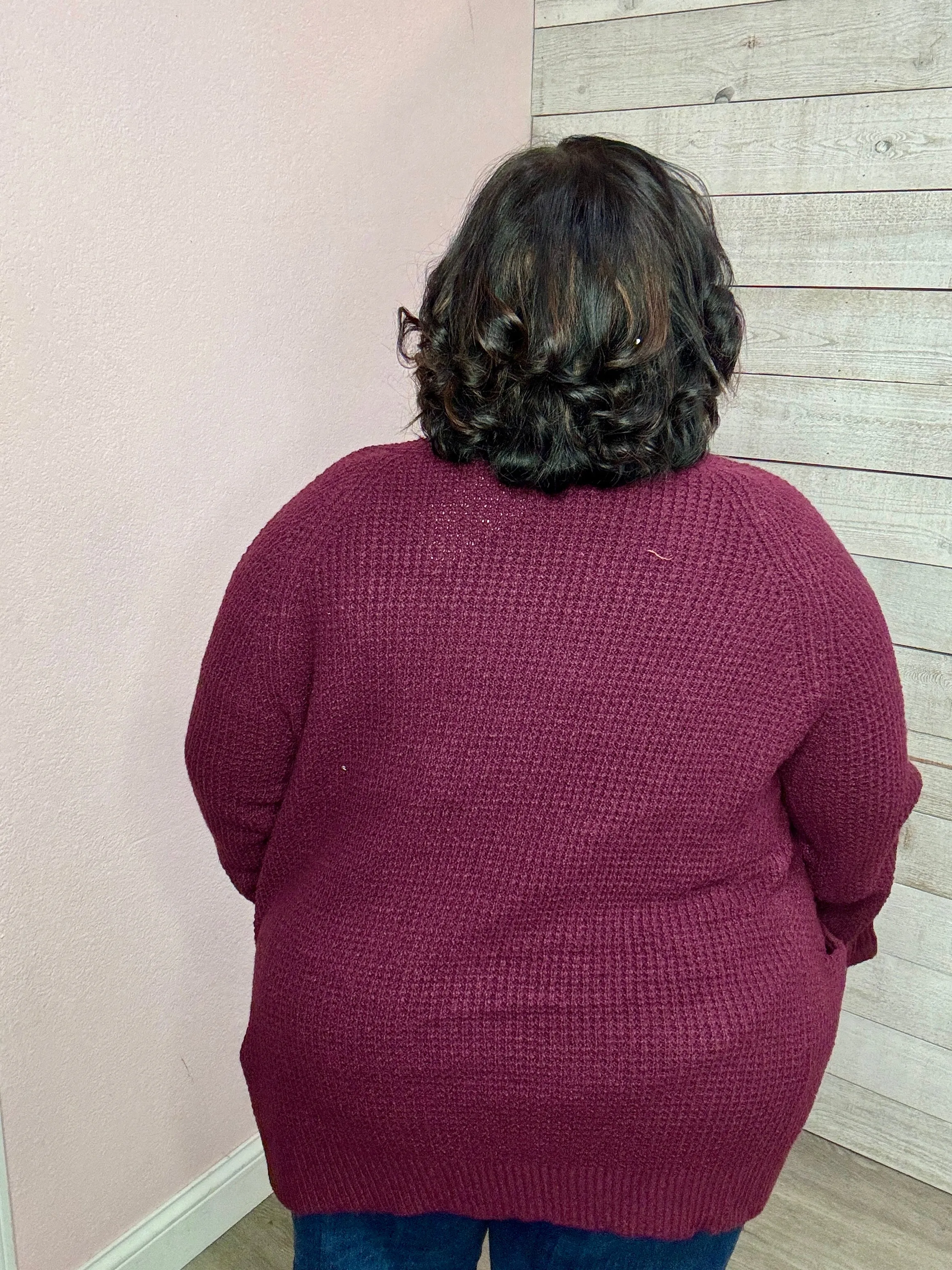 "So Wonderful" Waffle Knit Cardigan- Purple *FINAL SALE*