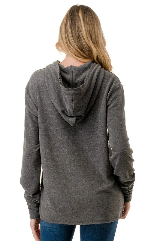 Sequin Tie Pullover Hoodie
