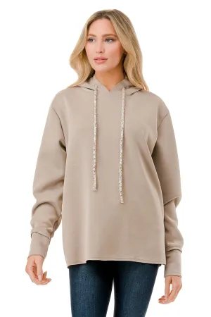 Sequin Tie Pullover Hoodie
