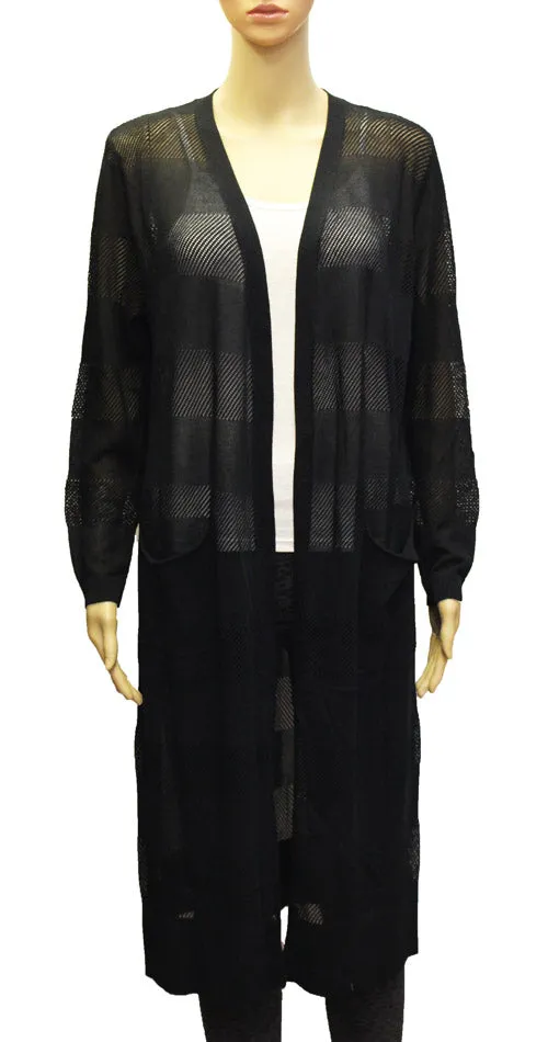 Sheer Long Knit Cardigan-SHW1913