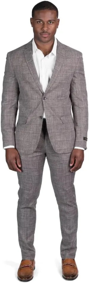 Slim Fit 2 Button Plaid Tweed Men's Suit Notch Lapel SD95818