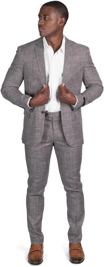 Slim Fit 2 Button Plaid Tweed Men's Suit Notch Lapel SD95818