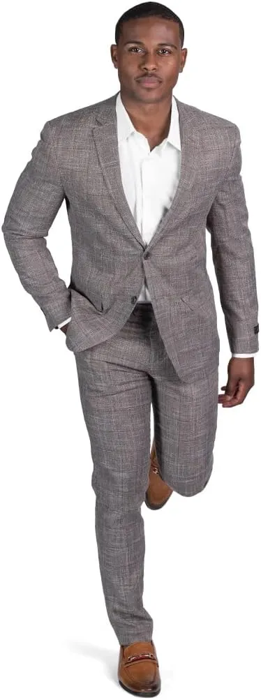 Slim Fit 2 Button Plaid Tweed Men's Suit Notch Lapel SD95818